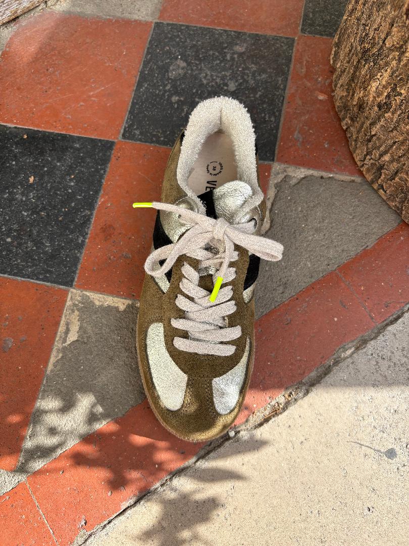 Verbenas Sora, Kaki/Silver/Black Trainer