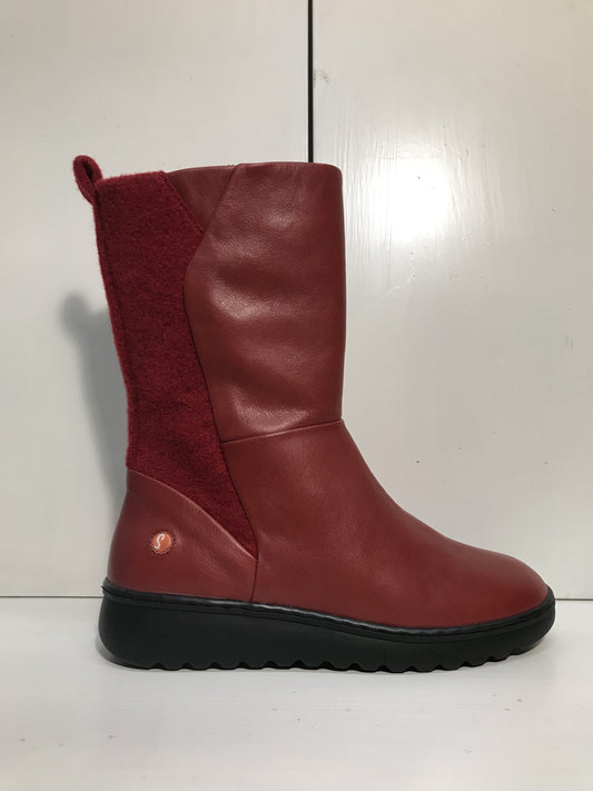 Softinos Ezra red leather and wool mid zip boot