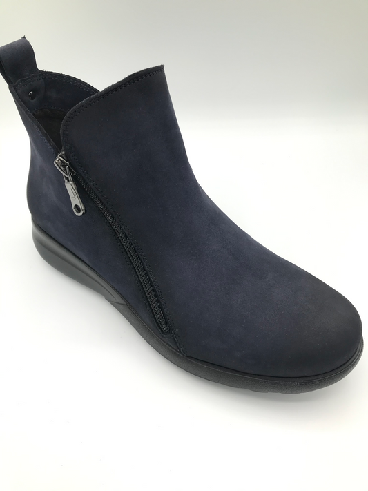 Paula Urban 3-1067 Navy twin zipped ankle boot - Imeldas Shoes Norwich