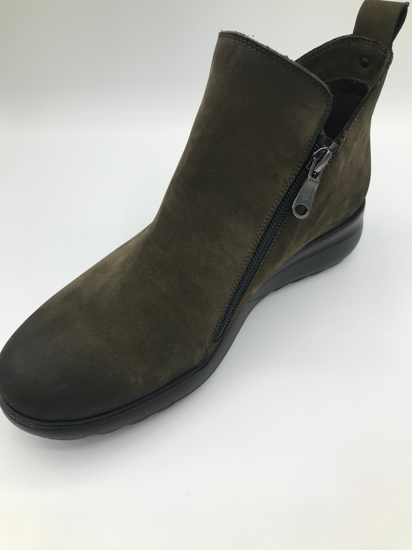 Paula Urban 3-1067 twin zipped Khaki ankle boot - Imeldas Shoes Norwich