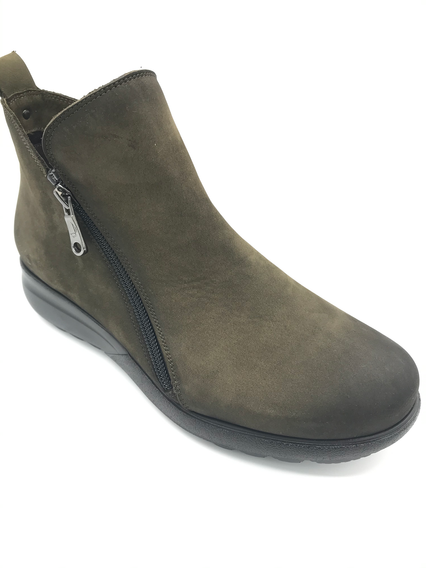 Paula Urban 3-1067 twin zipped Khaki ankle boot - Imeldas Shoes Norwich