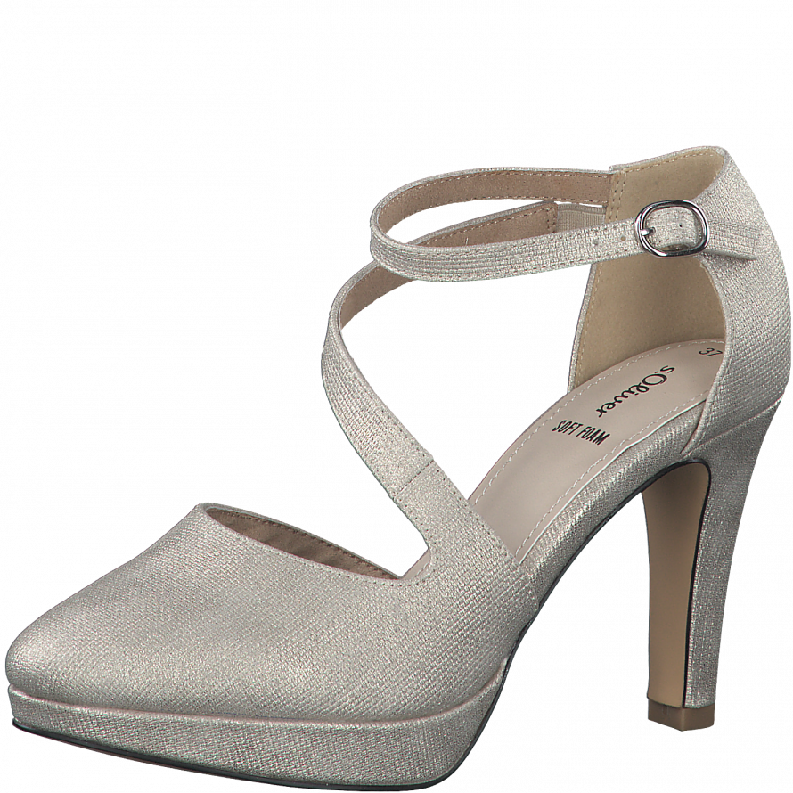 S.Oliver champagne strap heel shoe - Imeldas Shoes Norwich
