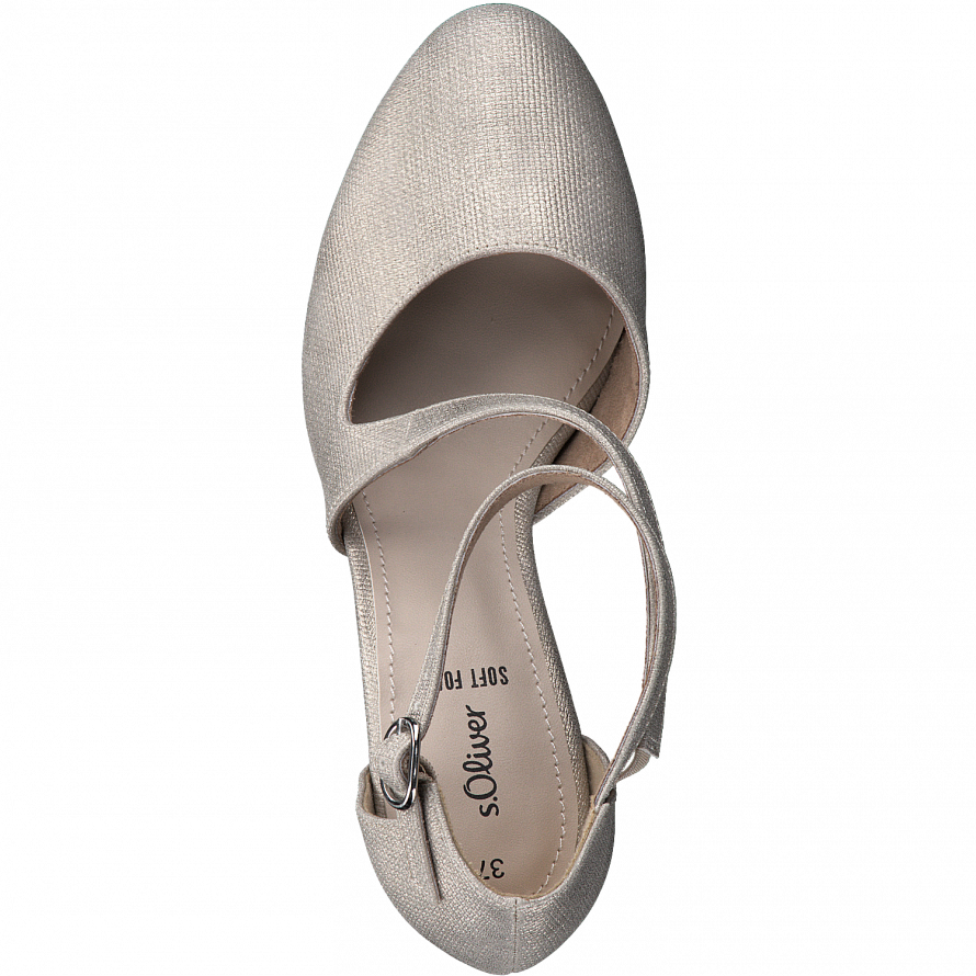 S.Oliver champagne strap heel shoe - Imeldas Shoes Norwich