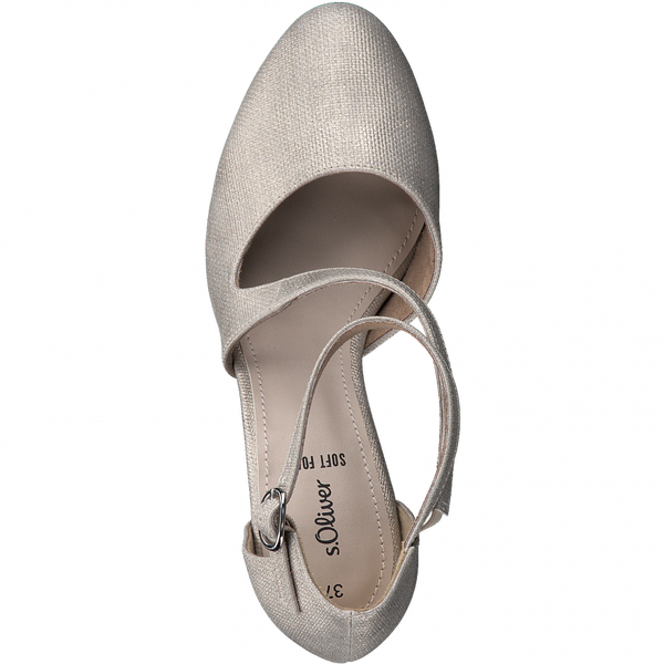 S.Oliver champagne strap heel shoe - Imeldas Shoes Norwich