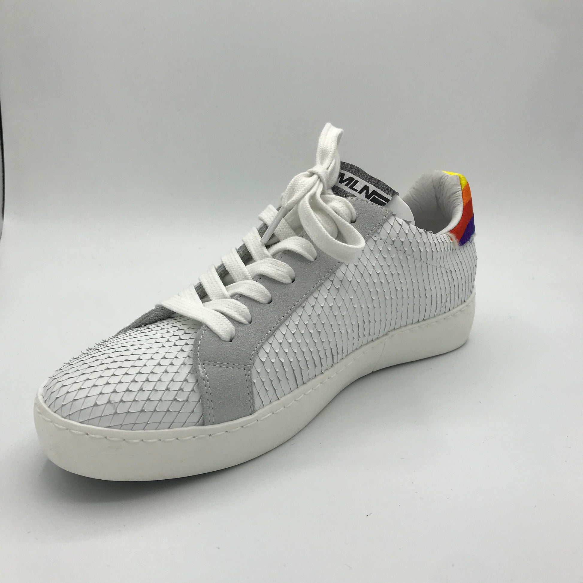Meline White Textured Trainer - Imeldas Shoes Norwich