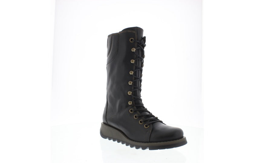 Ster Black lace up/ Zip mid boot - Imeldas Shoes Norwich