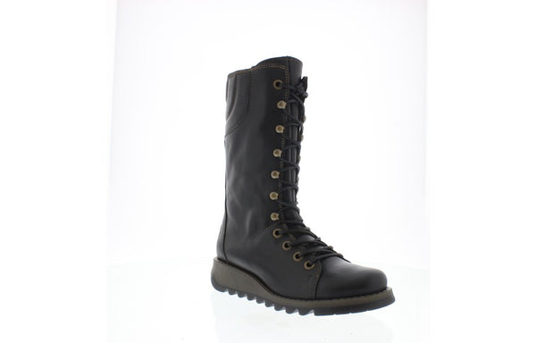 Ster Black lace up/ Zip mid boot