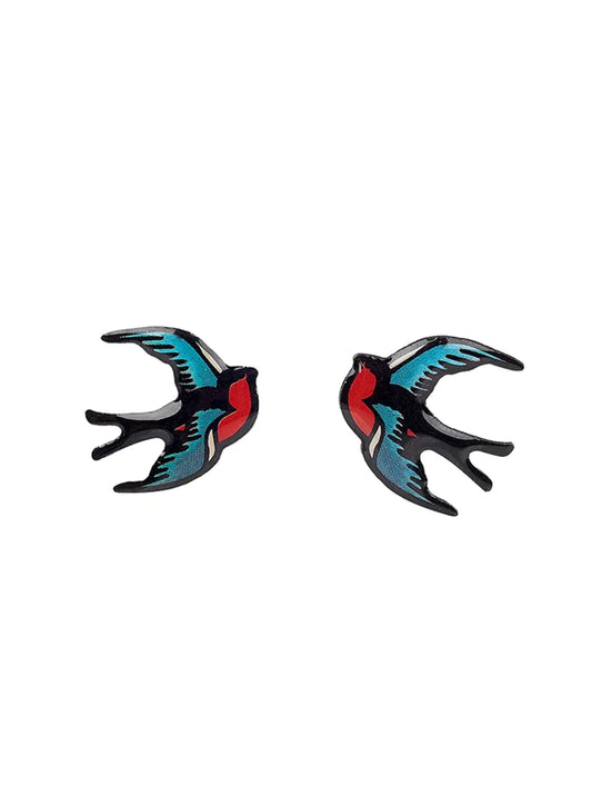 Swallow enamel earrings - Imeldas Shoes Norwich