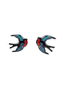 Swallow enamel earrings