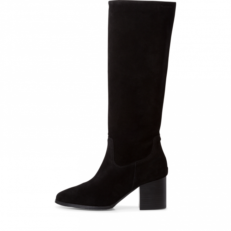 Tamaris 1-1-25521 Black Suede Knee High Boot - Imeldas Shoes Norwich