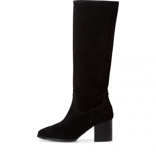 Tamaris 1-1-25521 Black Suede Knee High Boot - Imeldas Shoes Norwich