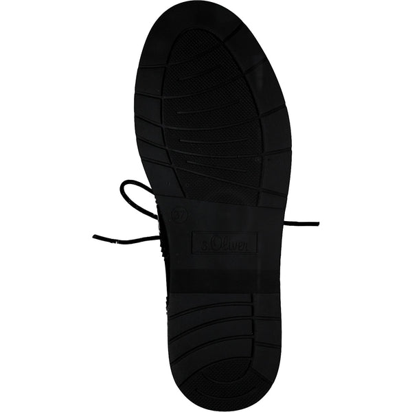 S Oliver Womens Shoe 23604 Black brogue - Imeldas Shoes Norwich