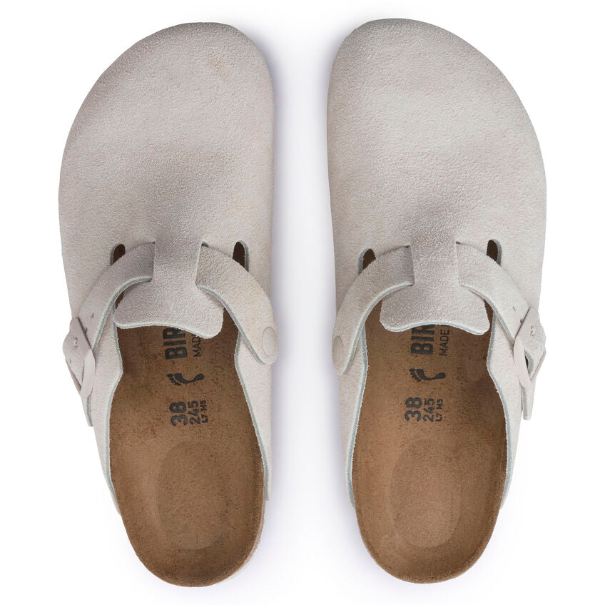 Birkenstock Boston Suede Leather Antique White