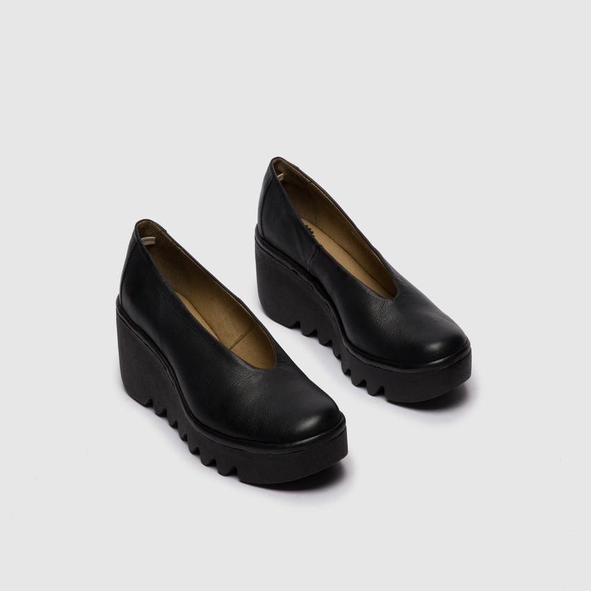 Fly Beso Black Leather Slip On Shoe - Imeldas Shoes Norwich