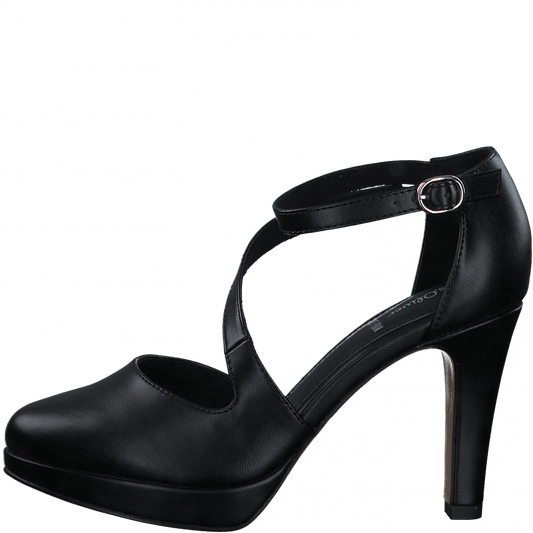 S.Oliver black strap heel shoe - Imeldas Shoes Norwich