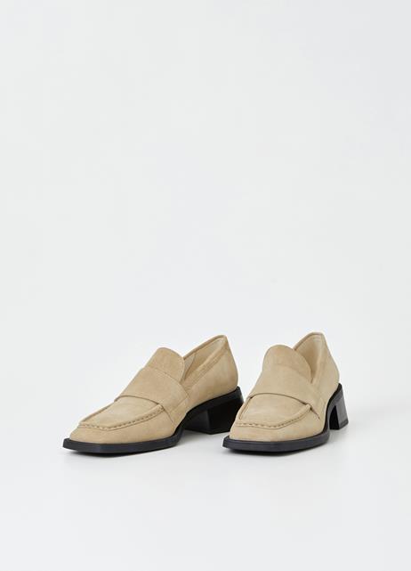 Vagabond Blanca suede beige Heeled loafer shoe - Imeldas Shoes Norwich