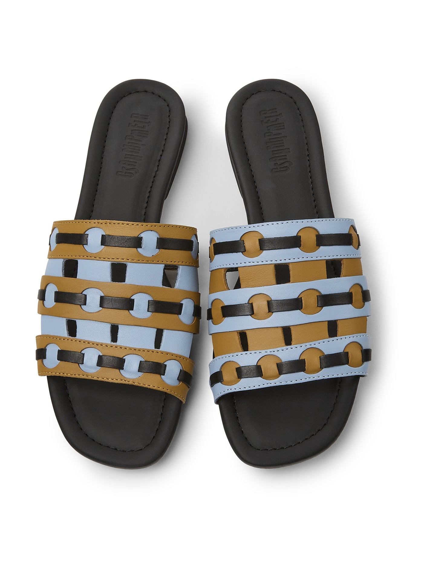k201371-003 Camper brown/blue/black slip on sandal - Imeldas Shoes Norwich