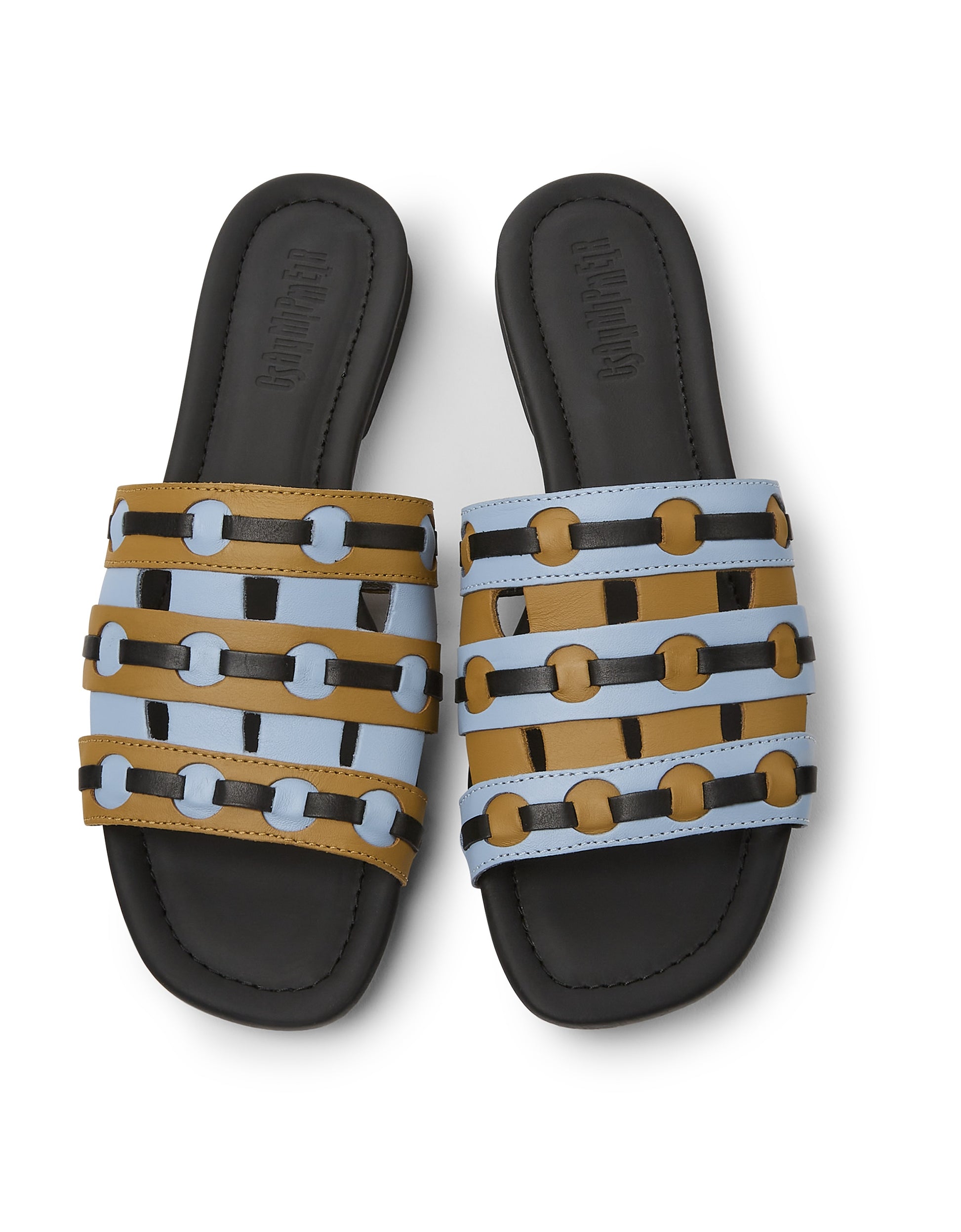 k201371-003 Camper brown/blue/black slip on sandal - Imeldas Shoes Norwich