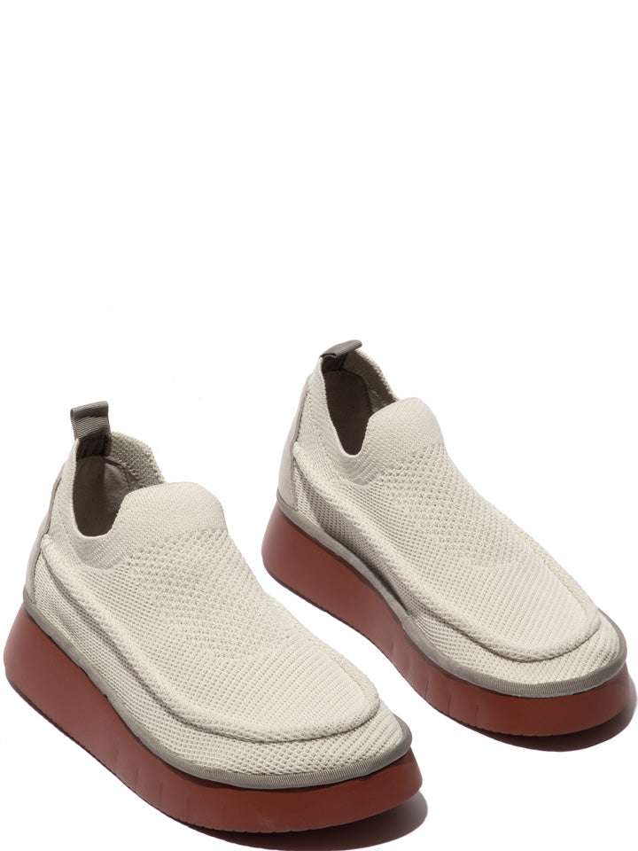 Fly London Cell warm grey knit pull on shoe - Imeldas Shoes Norwich