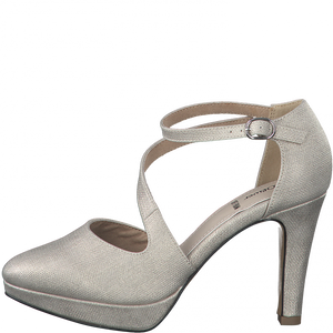 S.Oliver champagne strap heel shoe - Imeldas Shoes Norwich
