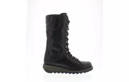 Ster Black lace up/ Zip mid boot