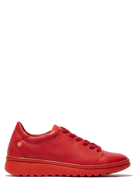 Softinos Essy leather cherry red trainer - Imeldas Shoes Norwich