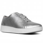 Fitflop Rally Leather Trainer Silver - Imeldas Shoes Norwich