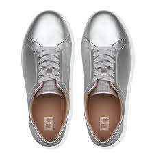 Fitflop Rally Leather Trainer Silver - Imeldas Shoes Norwich