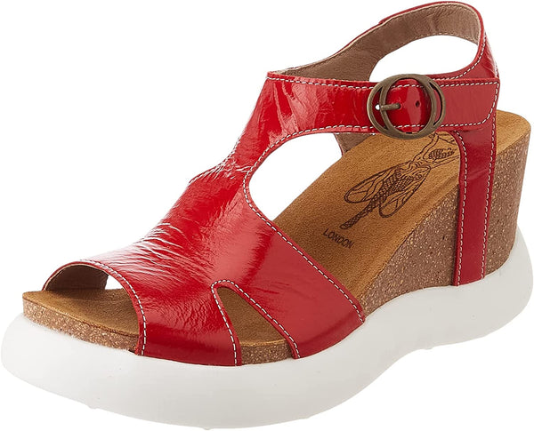 Fly London Gova red patent buckle sandal