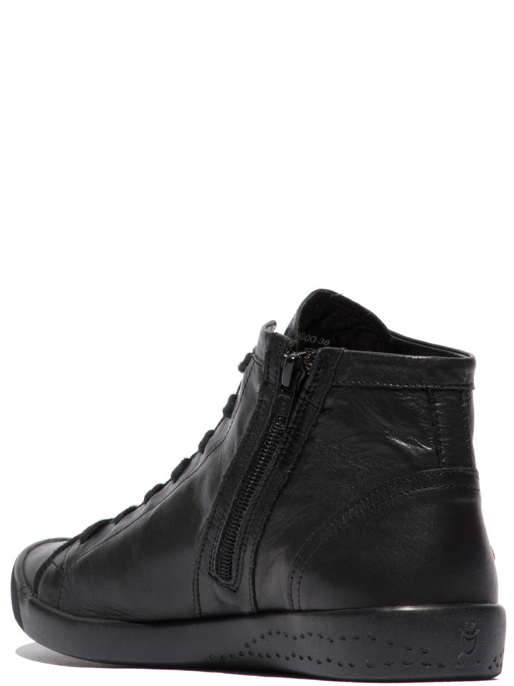 Softinos Ibbi leather black high trainer - Imeldas Shoes Norwich