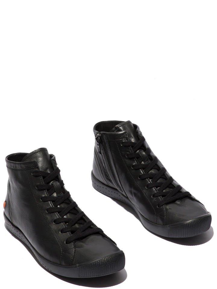 Softinos Ibbi leather black high trainer - Imeldas Shoes Norwich