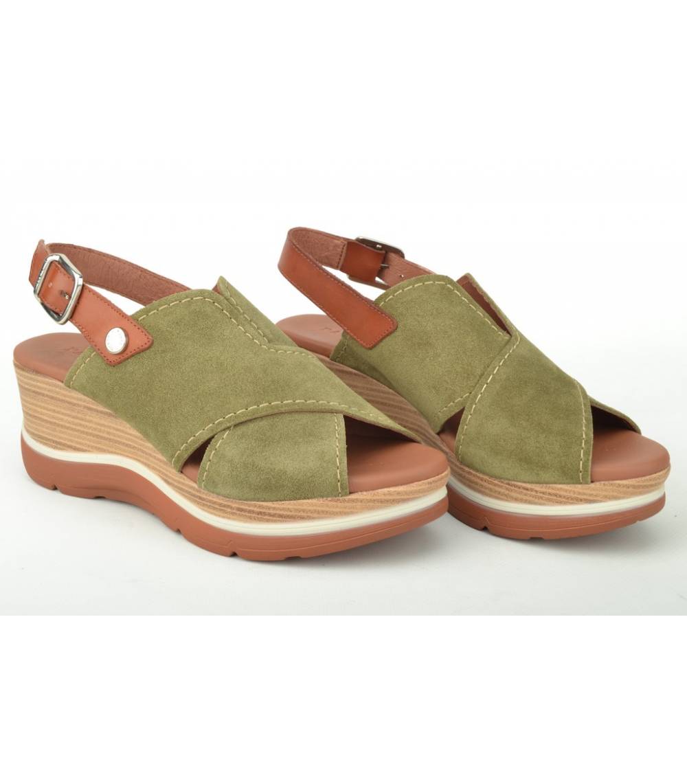 Paula Urban Crossed Strap Khaki suede sandals
