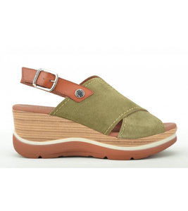 Paula Urban Crossed Strap Khaki suede sandals