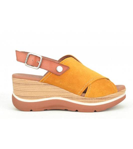 Paula Urban Crossed strap mustard sandals
