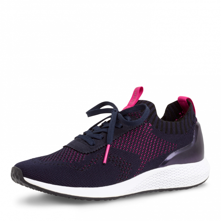 Tamaris 1-1-23714-28 Navy/Magenta lace up trainers - Imeldas Shoes Norwich