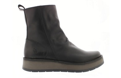 Fly Ren black zip flatform boot - Imeldas Shoes Norwich