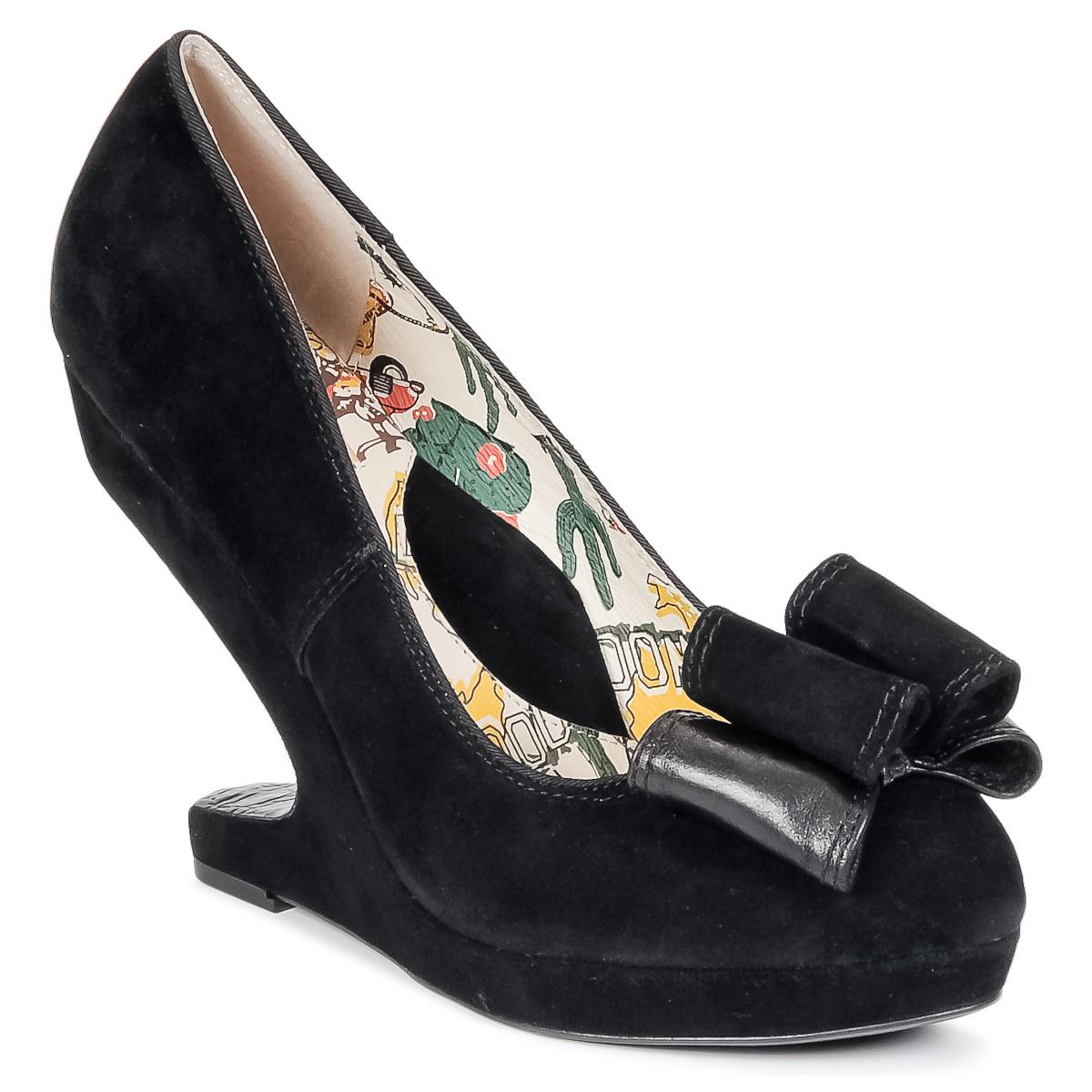 Savoy Black Suede Heel shoe - Imeldas Shoes Norwich