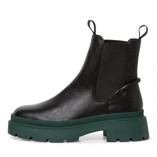 Tamaris black Chelsea boots with dark green sole - Imeldas Shoes Norwich