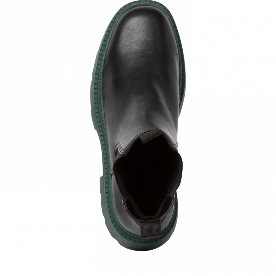 Tamaris black Chelsea boots with dark green sole - Imeldas Shoes Norwich