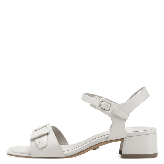 Tamaris 1-1-28235-20  White heeled sandal with buckle