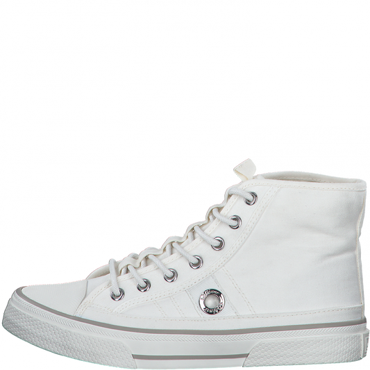 S.Oliver 5-5-25235-38 white high top lace up trainer - Imeldas Shoes Norwich