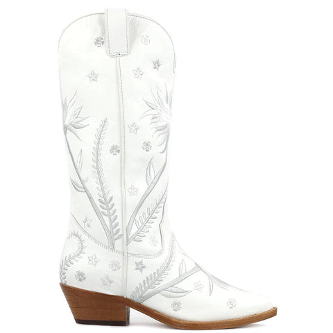 La Pintura white embroidery cowboy boot - Imeldas Shoes Norwich