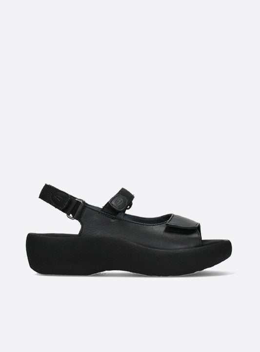 Wolky Jewel Leather Black Sandal - Imeldas Shoes Norwich
