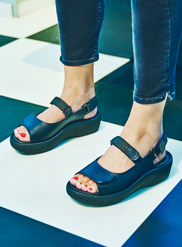 Wolky Jewel Leather Black Sandal - Imeldas Shoes Norwich